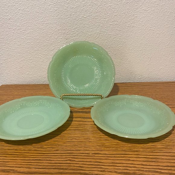 Fire King Other - Three Vintage Fire King Green Saucers